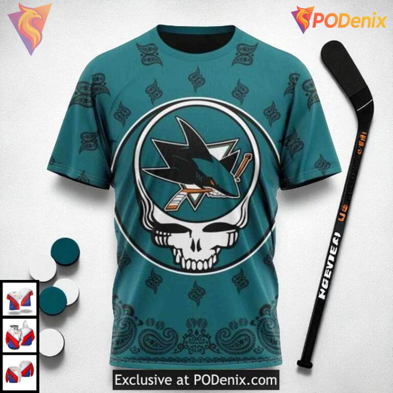 Grateful Dead Inspired Artwork Custom San Jose Sharks Unisex Hoodie 3D - 2