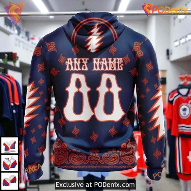 Grateful Dead Rock Band Artwork Custom NHL Edmonton Oilers 3D Hoodie - 1