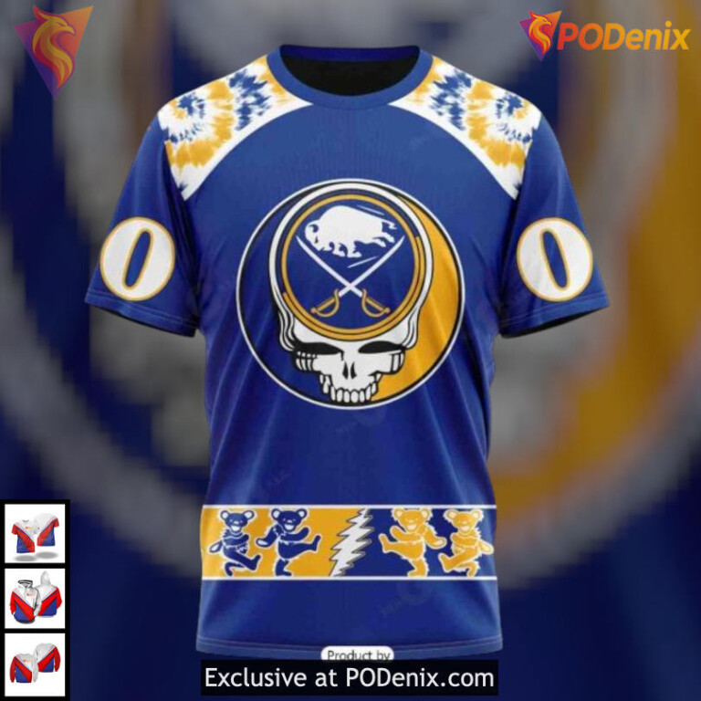 Grateful Dead Rock Band Design NHL Buffalo Sabres Unisex Hoodie Personalized 3D - 2