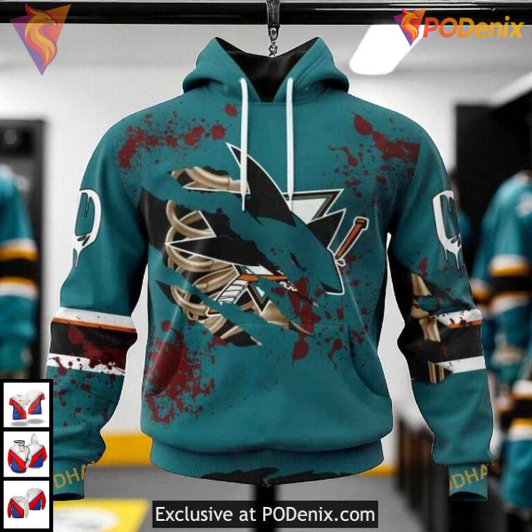 Halloween Jersey Costume Custom San Jose Sharks Winter Hoodie NHL 3D