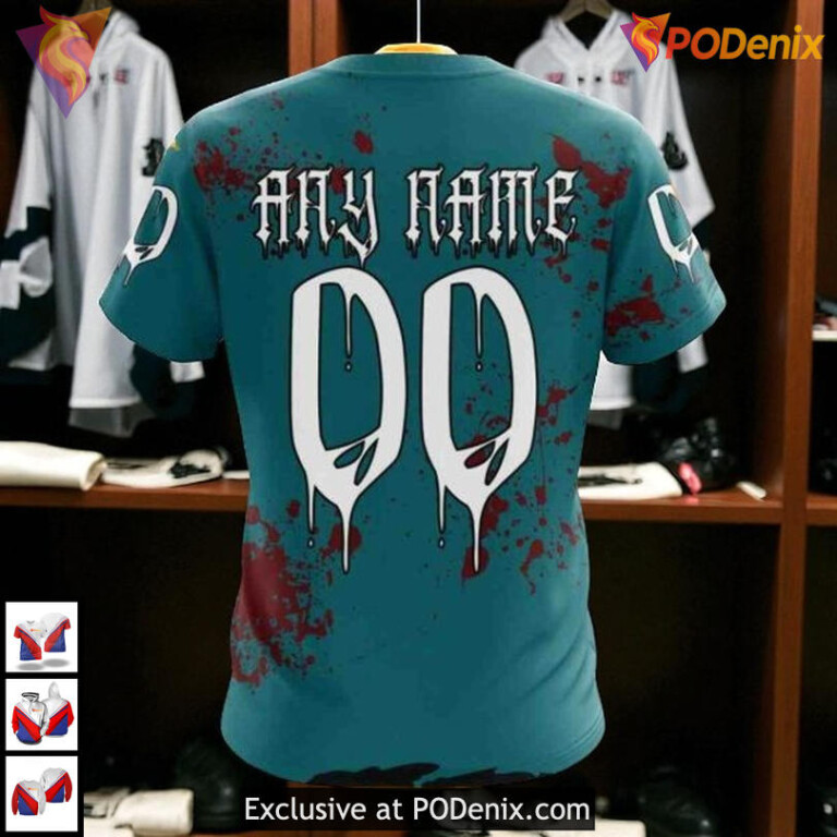 Halloween Jersey Costume Custom San Jose Sharks Winter Hoodie NHL 3D - 3