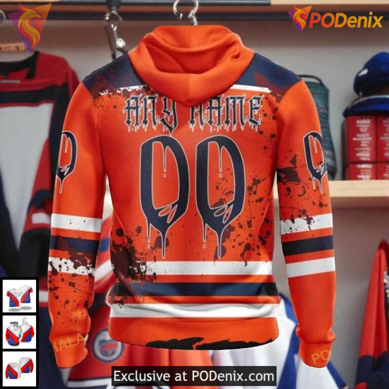 Halloween Ribs Costume Design NHL Retro Edmonton Oilers Hoodie 3D - 1