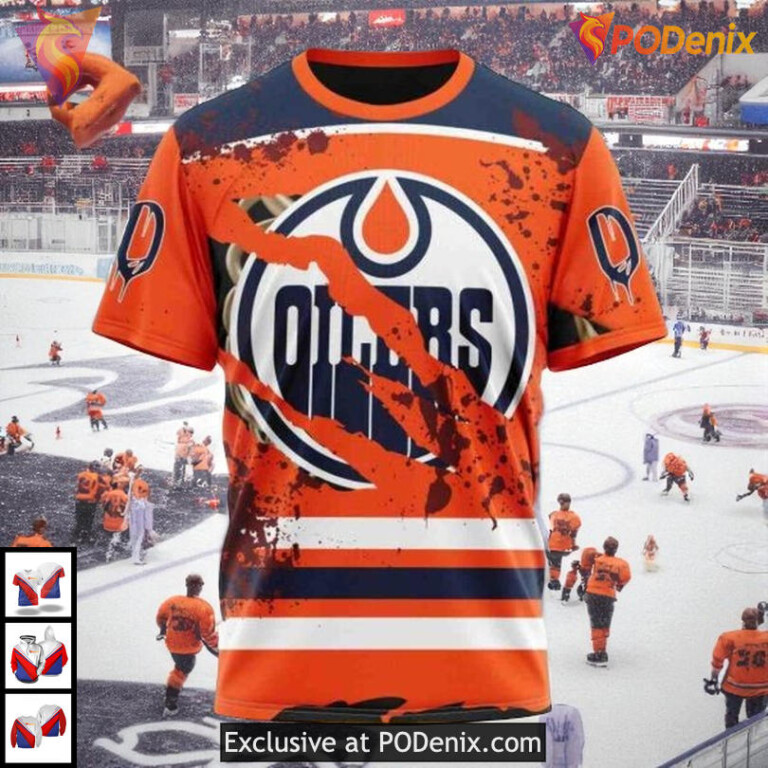 Halloween Ribs Costume Design NHL Retro Edmonton Oilers Hoodie 3D - 2