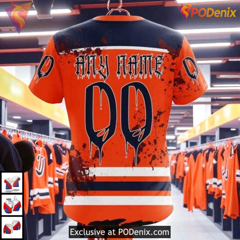Halloween Ribs Costume Design NHL Retro Edmonton Oilers Hoodie 3D - 3