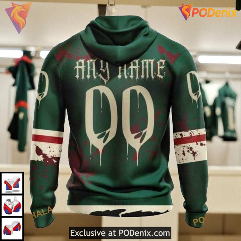 Halloween Ribs Costume NHL Retro Minnesota Wild Hoodie 3D - 1