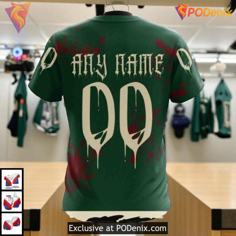 Halloween Ribs Costume NHL Retro Minnesota Wild Hoodie 3D - 3