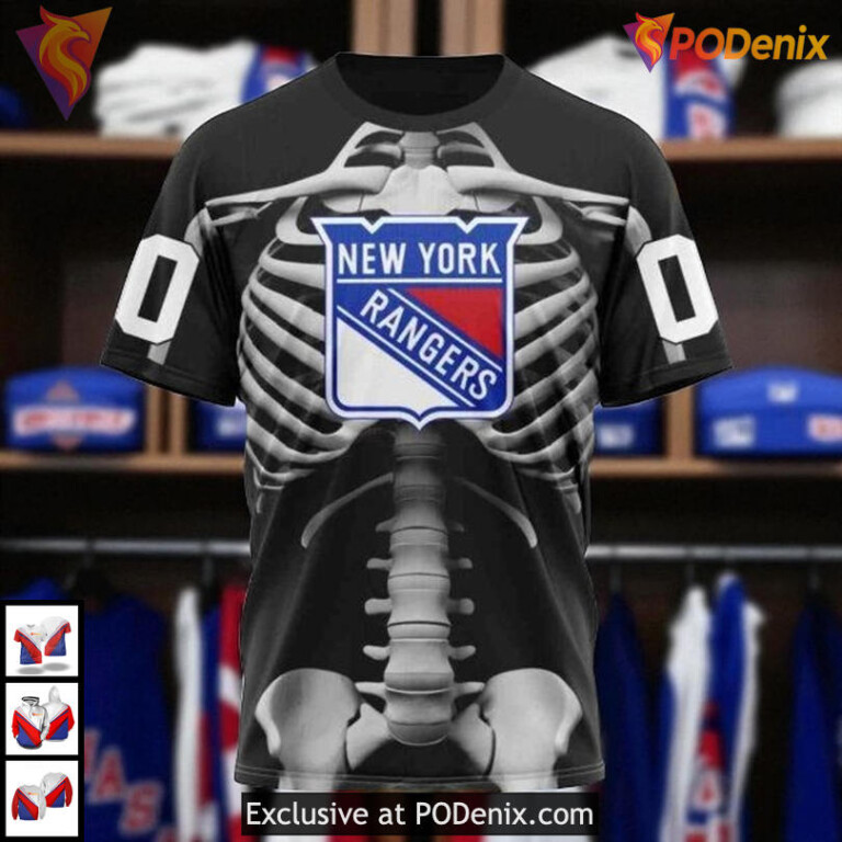 Halloween Skeleton Costume Custom New York Rangers All Over Print Hoodie 3D - 2