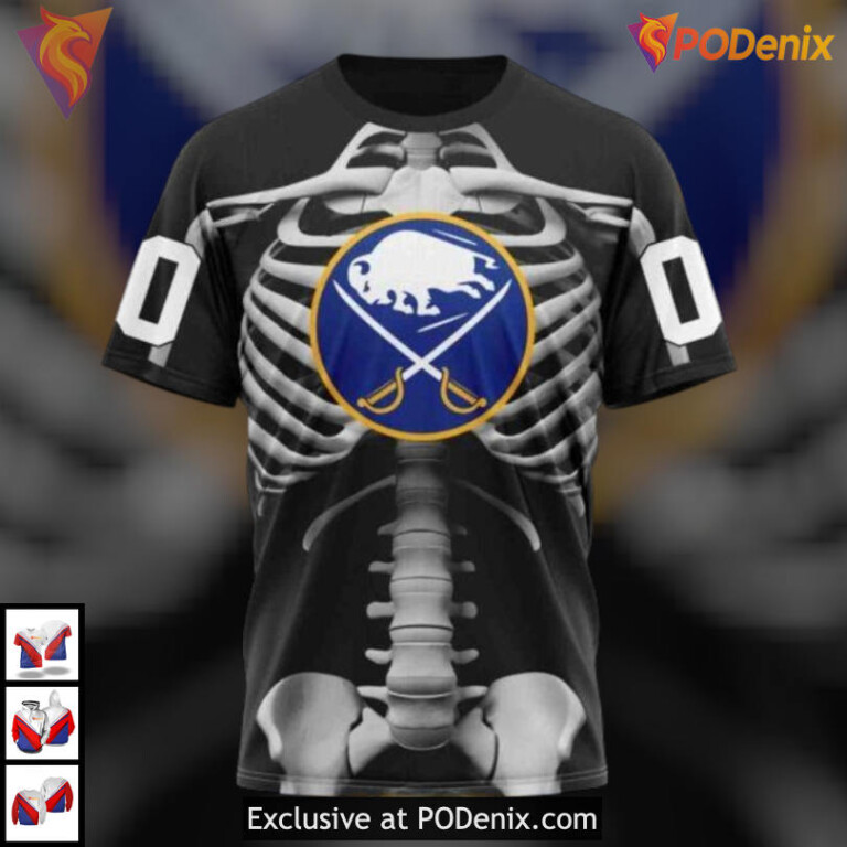 Halloween Skeleton Costume Idea NHL Buffalo Sabres Full Print Hoodie Unique 3D - 2