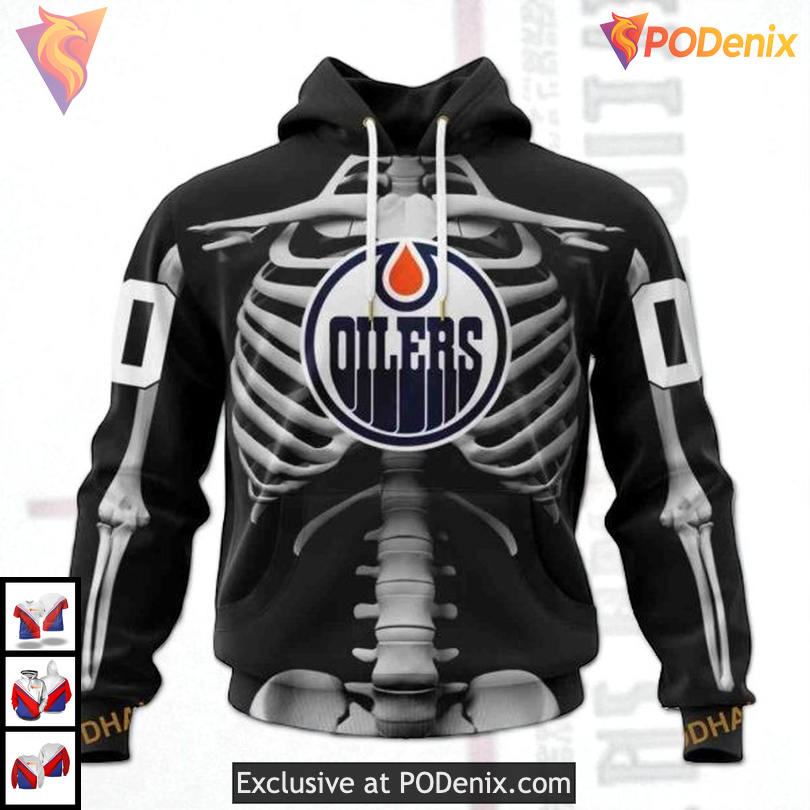Halloween Skeleton Costume Idea NHL Custom Name Edmonton Oilers Hoodie 3D Halloween Skeleton Costume Idea NHL Custom Name Edmonton Oilers Hoodie 3D