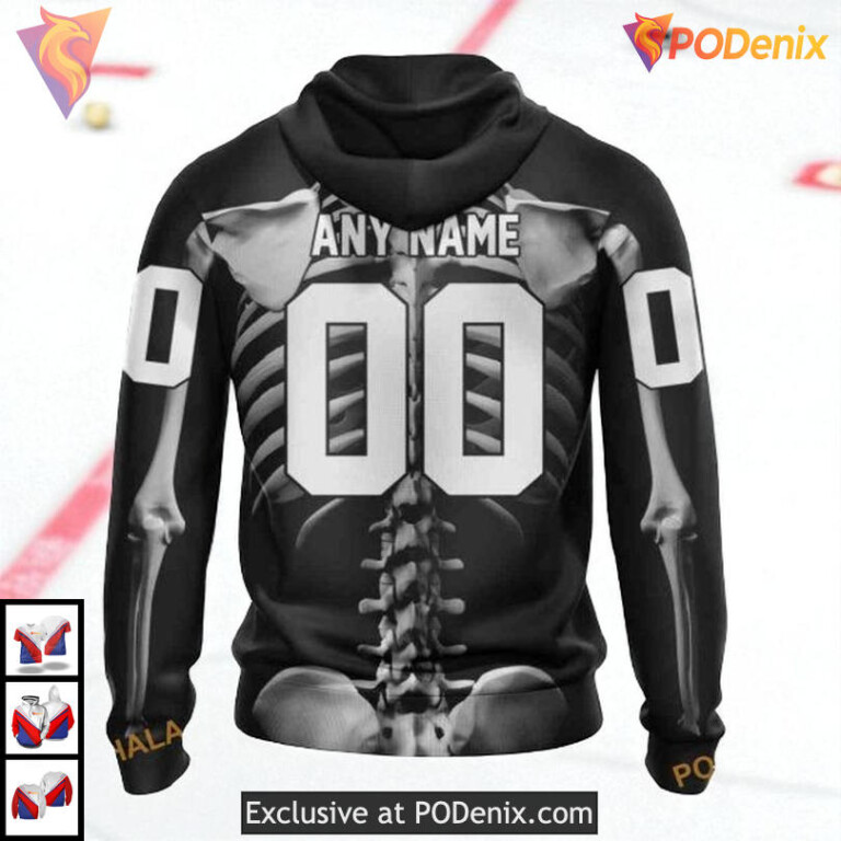 Halloween Skeleton Costume Idea NHL Custom Name Edmonton Oilers Hoodie 3D - 1