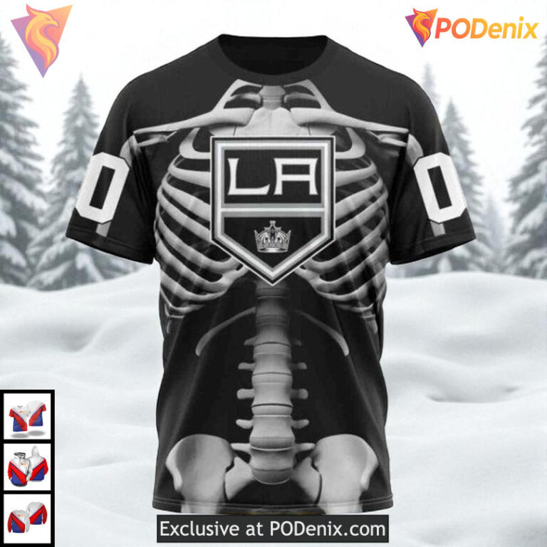 Halloween Skeleton Costume Style Custom Los Angeles Kings Unisex Hoodie NHL 3D - 2