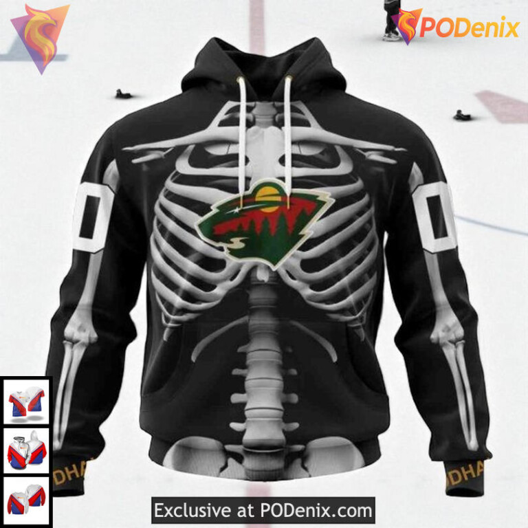 Halloween Skeleton Costume Style NHL Minnesota Wild Unisex Hoodie 3D