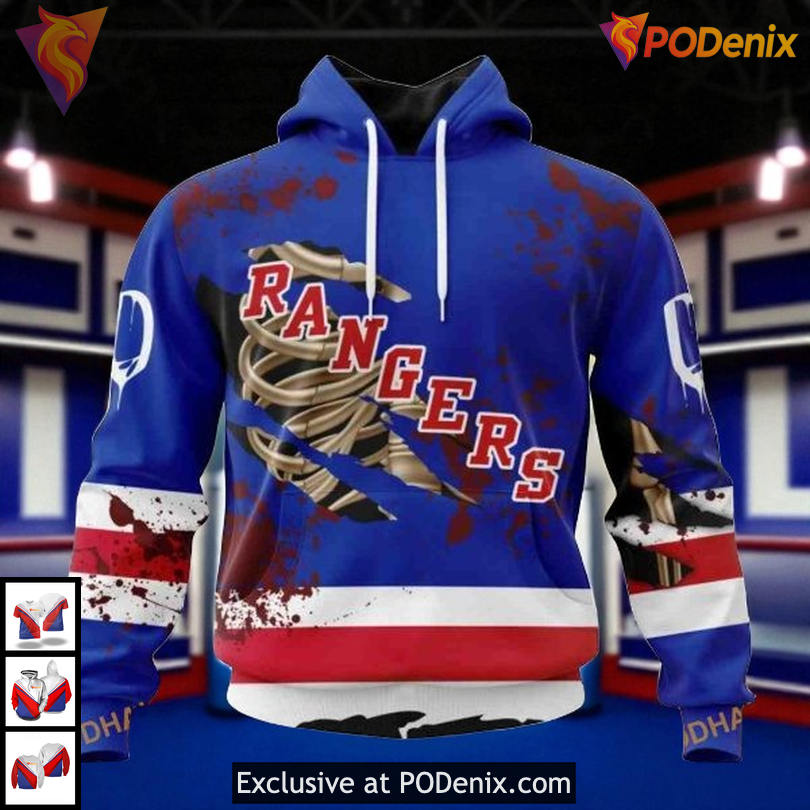Halloween Theme New York Rangers Pullover Hoodie, Custom NHL 3D Design