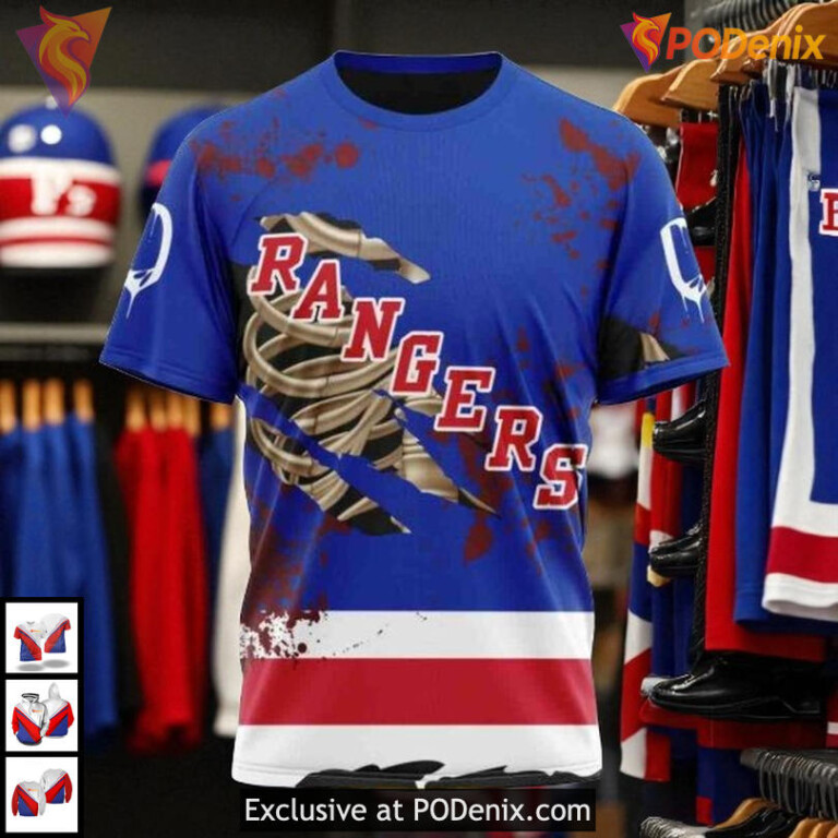 Halloween Theme New York Rangers Pullover Hoodie, Custom NHL 3D Design - 2