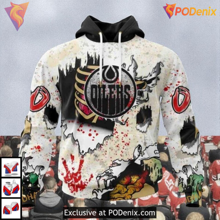 Halloween Zombie Costume Style NHL Edmonton Oilers Hoodie 3D