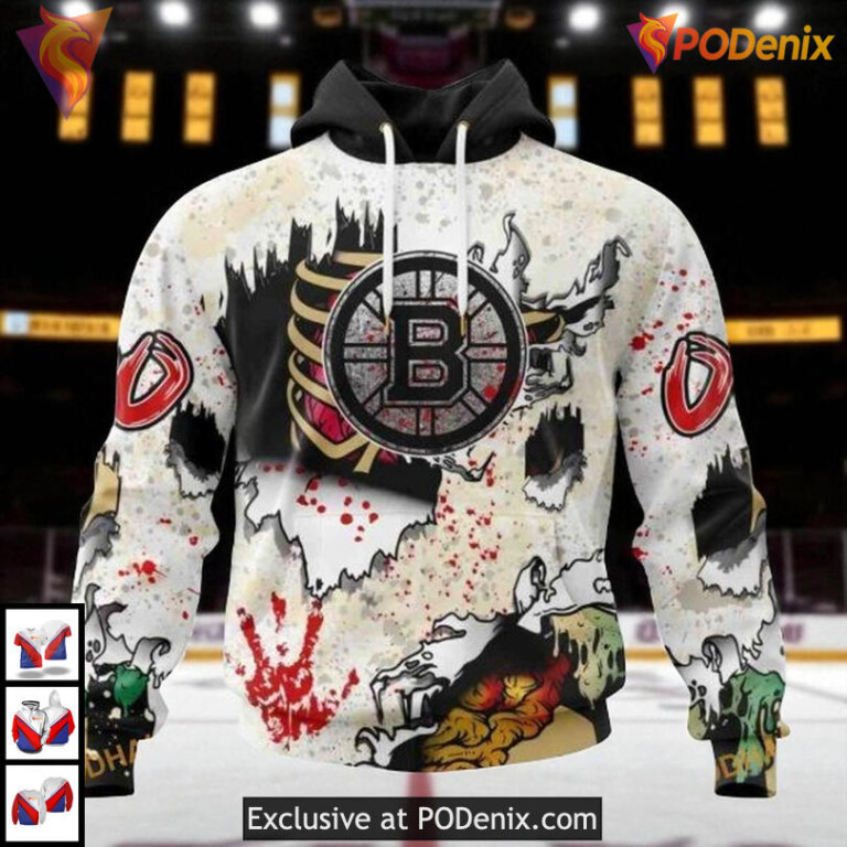 Halloween Zombie Style NHL Boston Bruins Hoodie 3D Spooky Festival Design