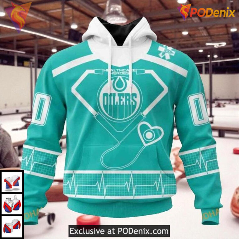 Healthcare Heroes Appreciation NHL Vintage Edmonton Oilers Hoodie 3D