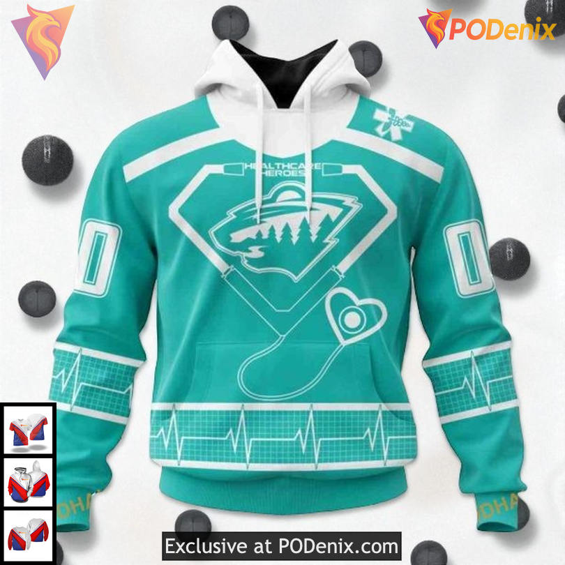 Healthcare Heroes Edition NHL Vintage Minnesota Wild Hoodie 3D