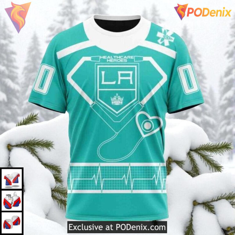 Healthcare Heroes Honoring Design Custom Retro Los Angeles Kings Hoodie NHL 3D - 2
