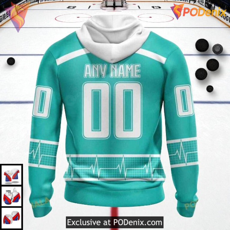 Healthcare Heroes Tribute Custom NHL San Jose Sharks Youth Hoodie 3D - 1