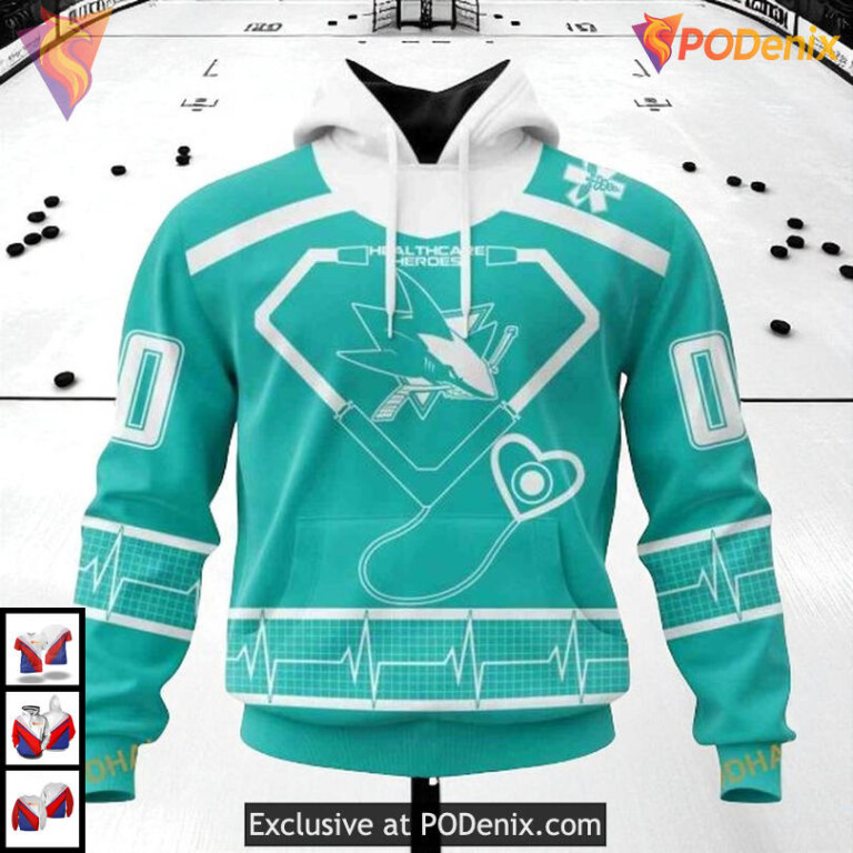 Healthcare Heroes Tribute Design Custom San Jose Sharks Holiday Hoodie 3D