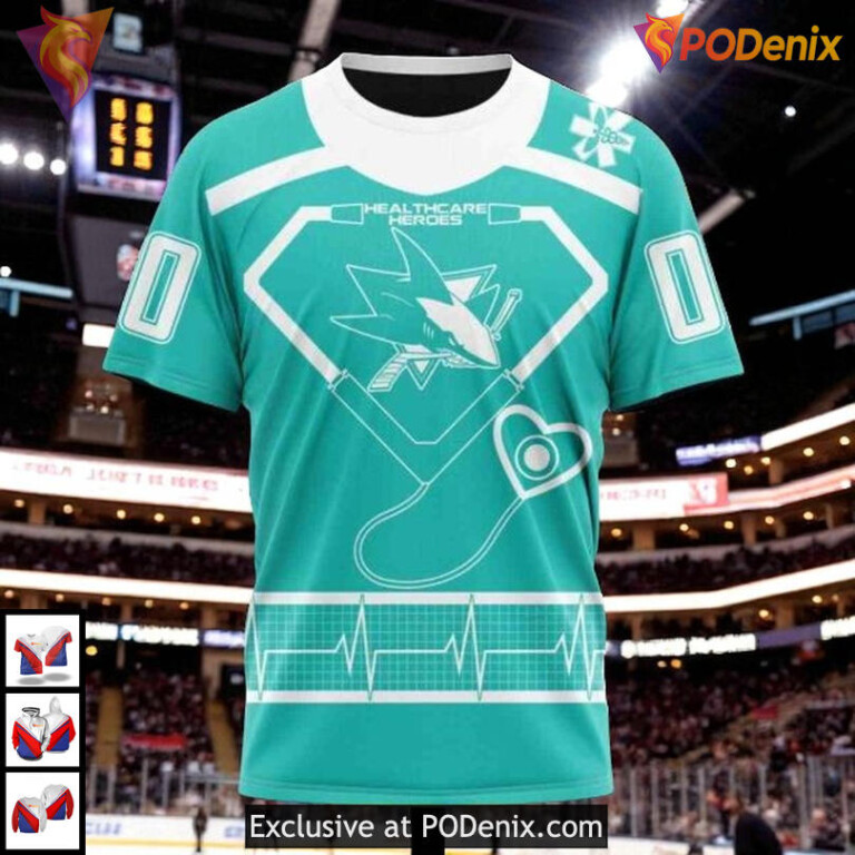 Healthcare Heroes Tribute Design Custom San Jose Sharks Holiday Hoodie 3D - 2
