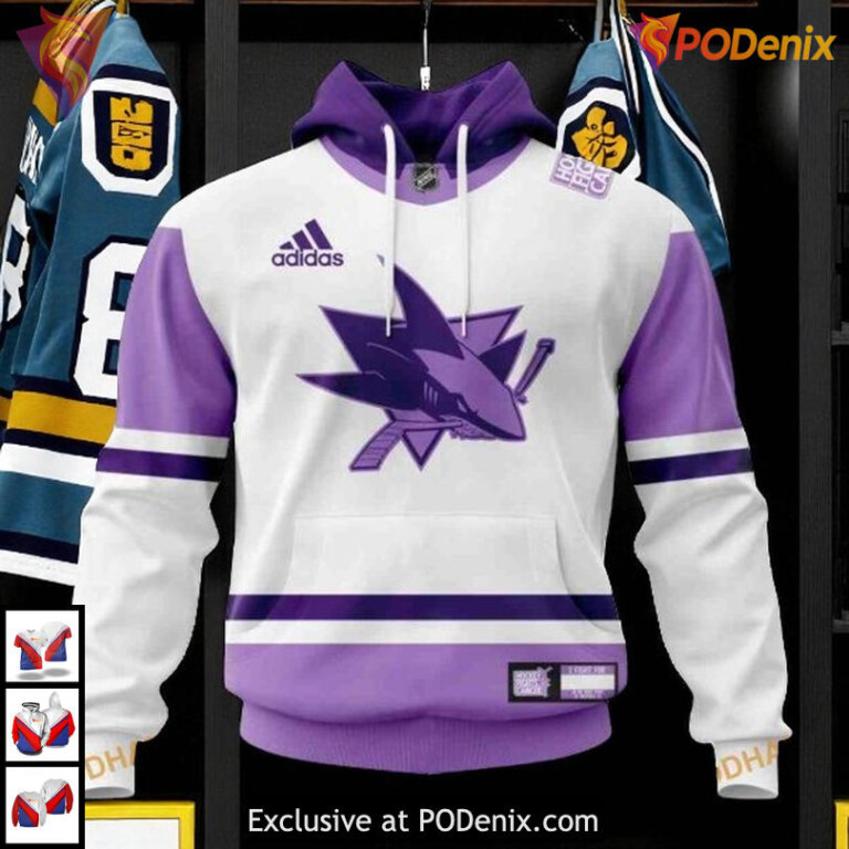 Hockey Fight Cancer 2025 Custom NHL Personalized San Jose Sharks Hoodie 3D