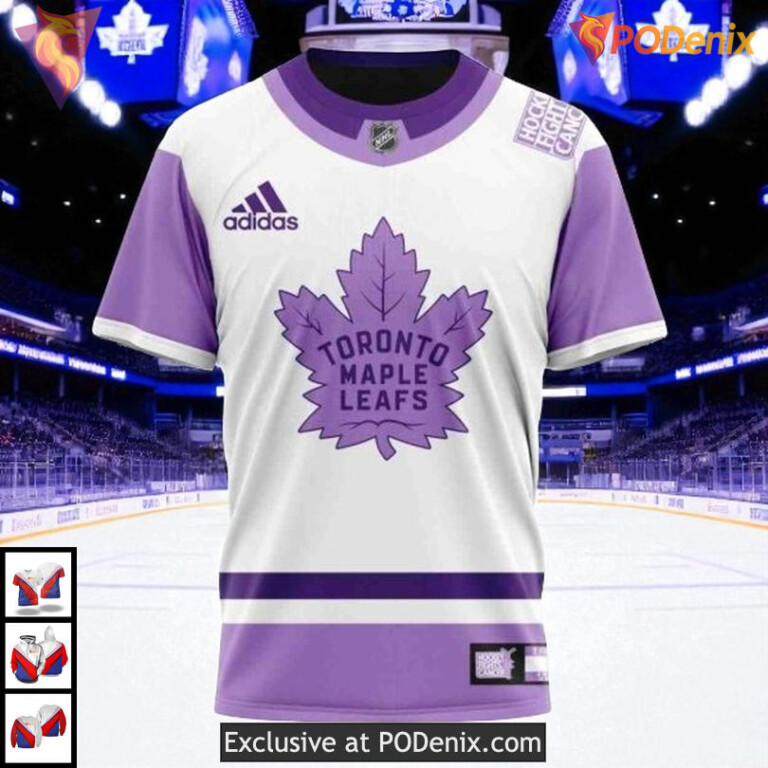 Hockey Fight Cancer 2025 Toronto Maple Leafs Hoodie Custom NHL 3D Style - 2