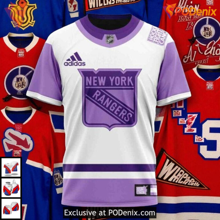 Hockey Fight Cancer Custom 2025 New York Rangers All Over Print Hoodie 3D - 2