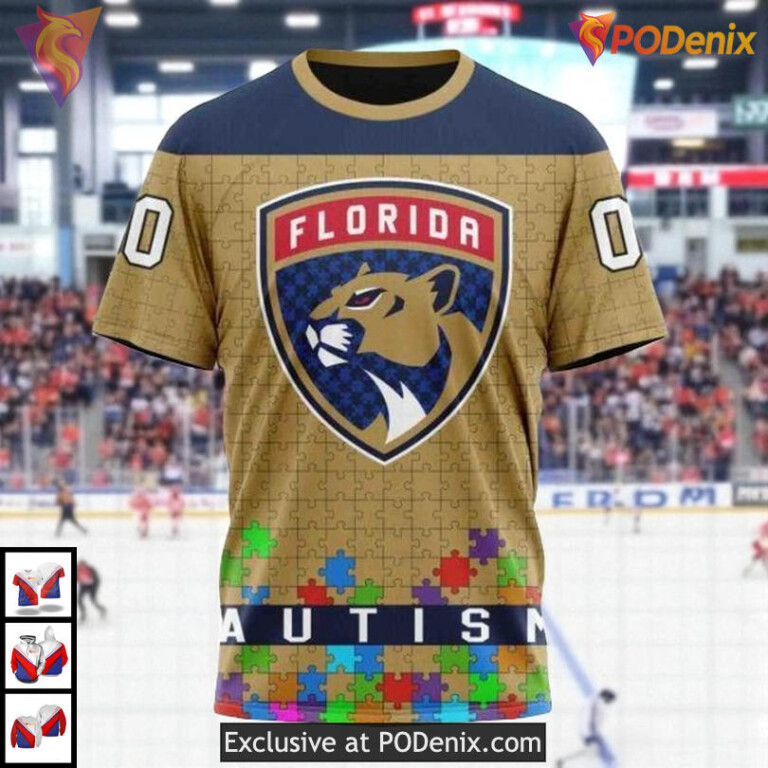 Hockey Fights Against Autism Tribute Custom Florida Panthers Full Print Hoodie 3D - 2