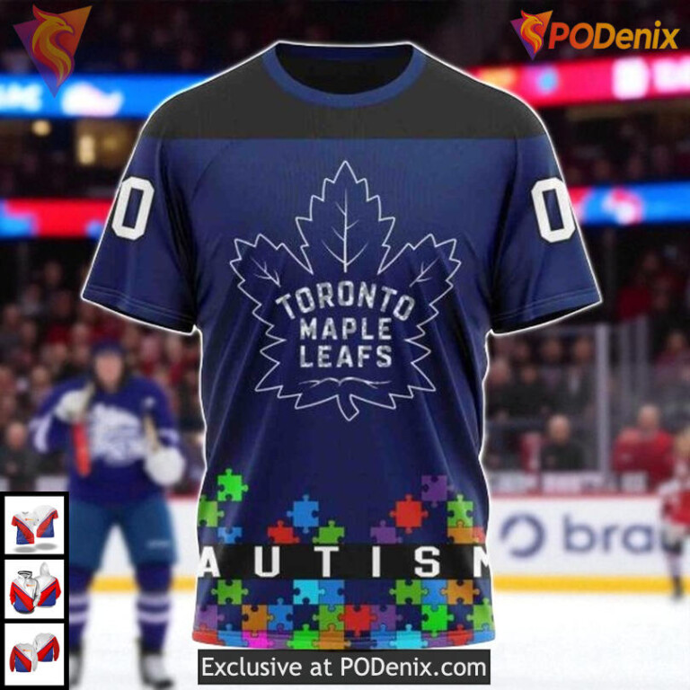 Hockey Fights Autism Toronto Maple Leafs Unisex Hoodie, Custom NHL 3D Gear - 2
