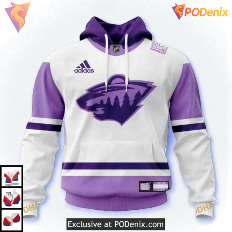 Hockey Fights Cancer 2025 NHL Minnesota Wild 3D Hoodie