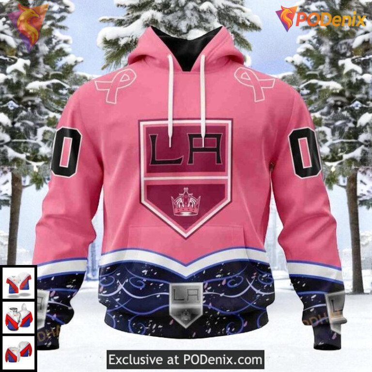 Hockey Fights Cancer Awareness Custom Los Angeles Kings Personalized 3D Hoodie