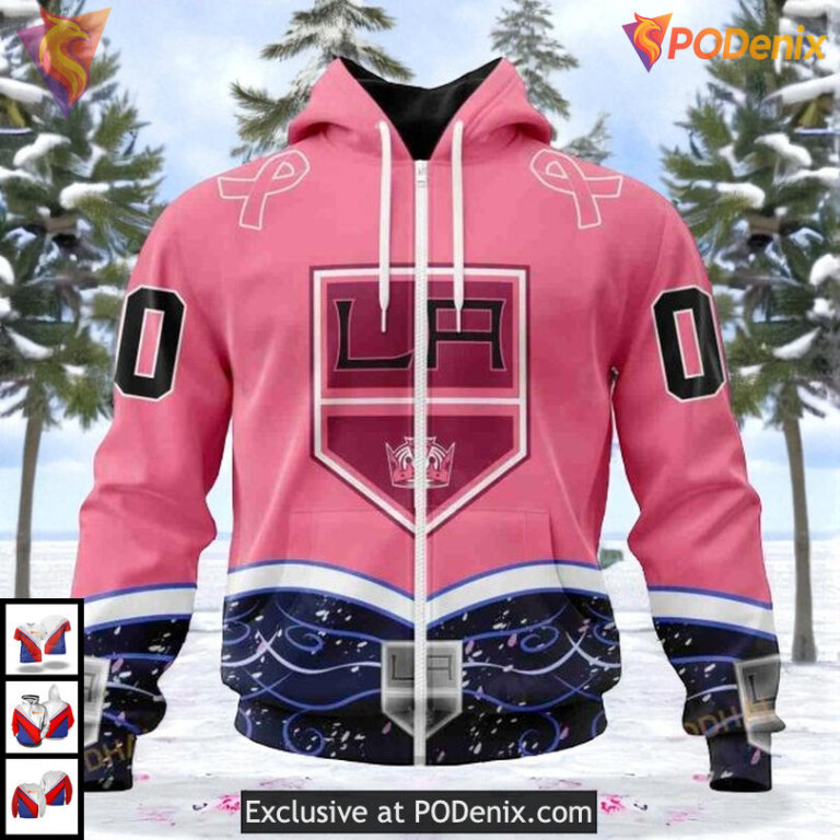 Hockey Fights Cancer Awareness Custom Los Angeles Kings Personalized 3D Hoodie - 1