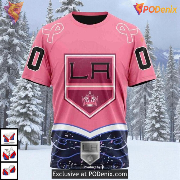 Hockey Fights Cancer Awareness Custom Los Angeles Kings Personalized 3D Hoodie - 3