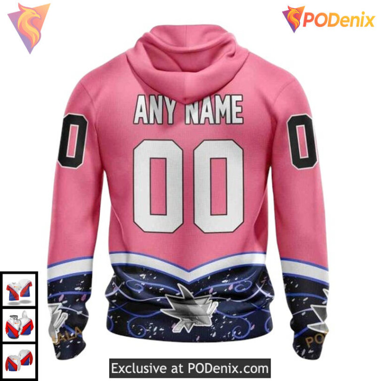 Hockey Fights Cancer Awareness Custom San Jose Sharks Christmas Hoodie 3D - 1