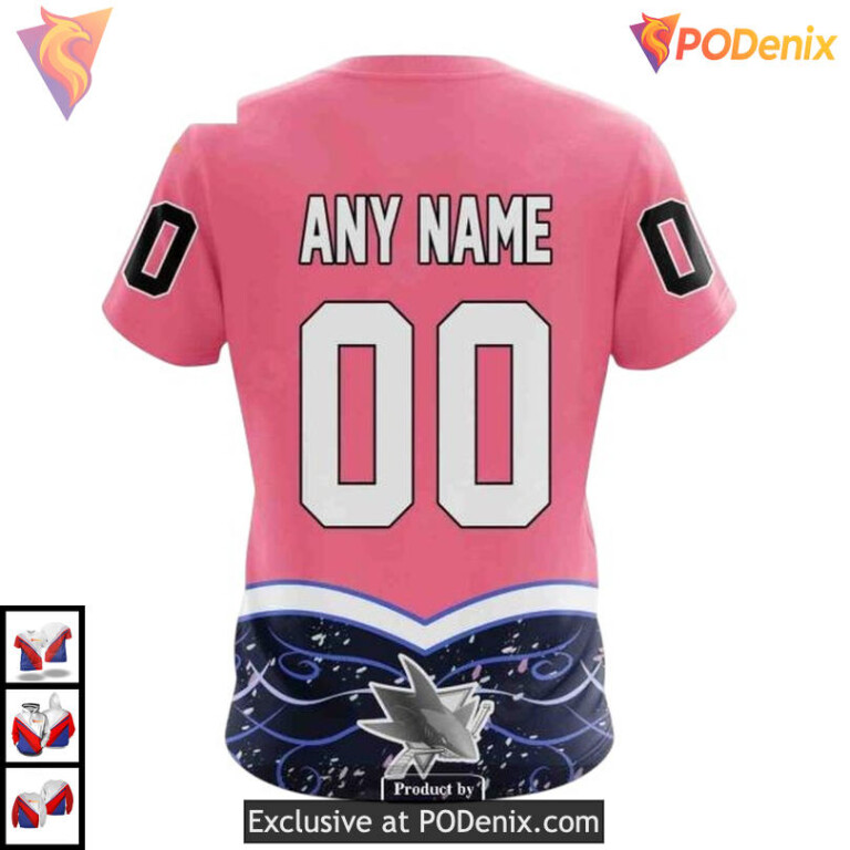 Hockey Fights Cancer Awareness Custom San Jose Sharks Christmas Hoodie 3D - 3