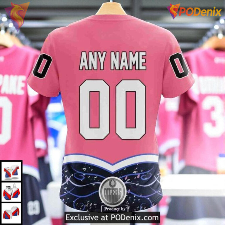 Hockey Fights Cancer Awareness NHL Edmonton Oilers Youth Hoodie 3D - 4