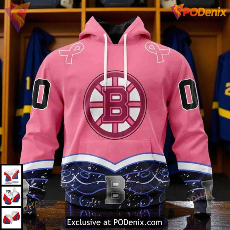 Hockey Fights Cancer Custom NHL Boston Bruins Hoodie Limited Edition