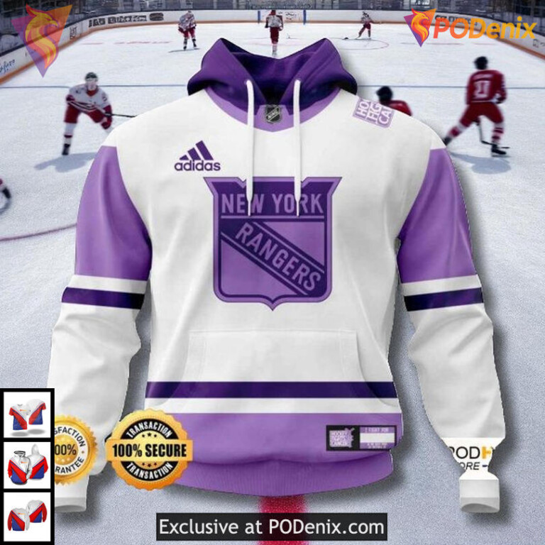 Hockey Fights Cancer Customizable Sweatshirt New York Rangers All Over Print Hoodie