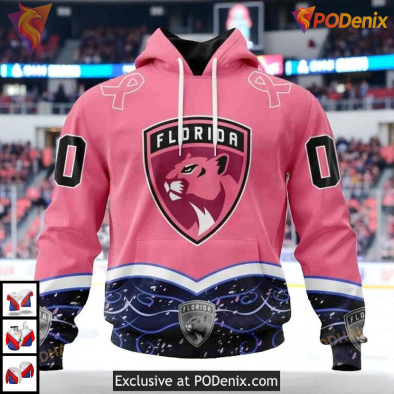 Hockey Fights Cancer Edition Custom Florida Panthers Womens Hoodie NHL 3D