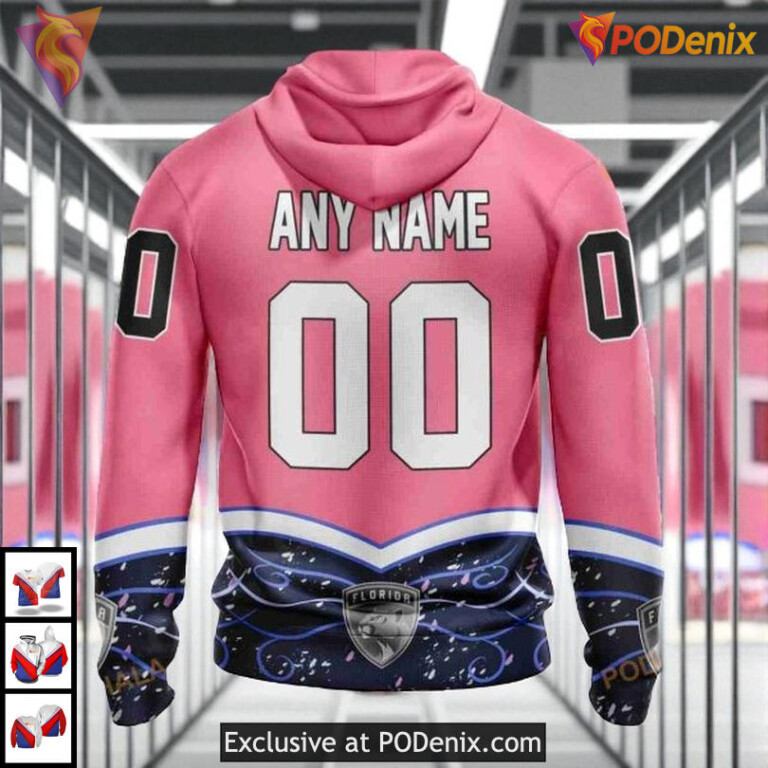 Hockey Fights Cancer Edition Custom Florida Panthers Womens Hoodie NHL 3D - 2