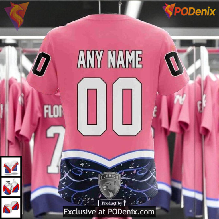 Hockey Fights Cancer Edition Custom Florida Panthers Womens Hoodie NHL 3D - 4