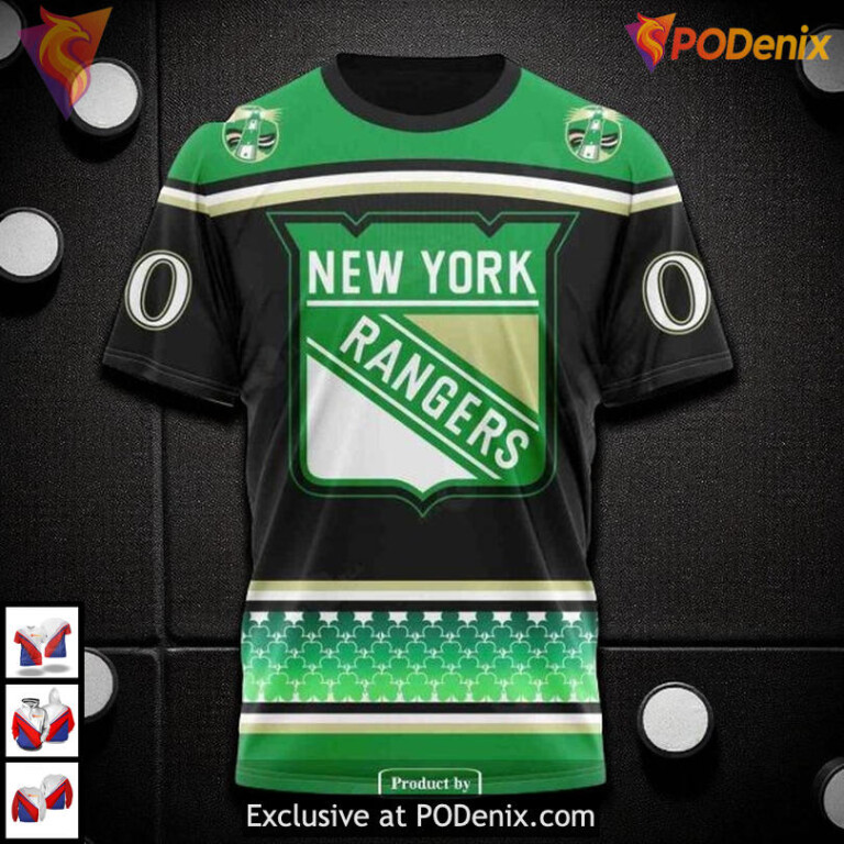Hockey Patricks Day Celebration In A Custom New York Rangers Holiday Hoodie 3D - 2
