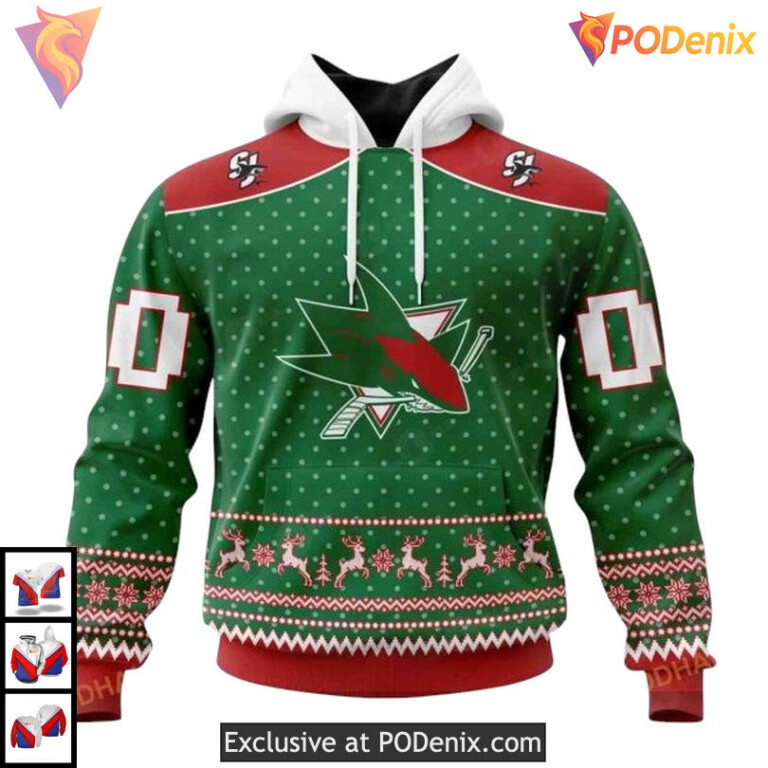 Holiday Cheer Apparel Custom San Jose Sharks All Over Print Hoodie 3D