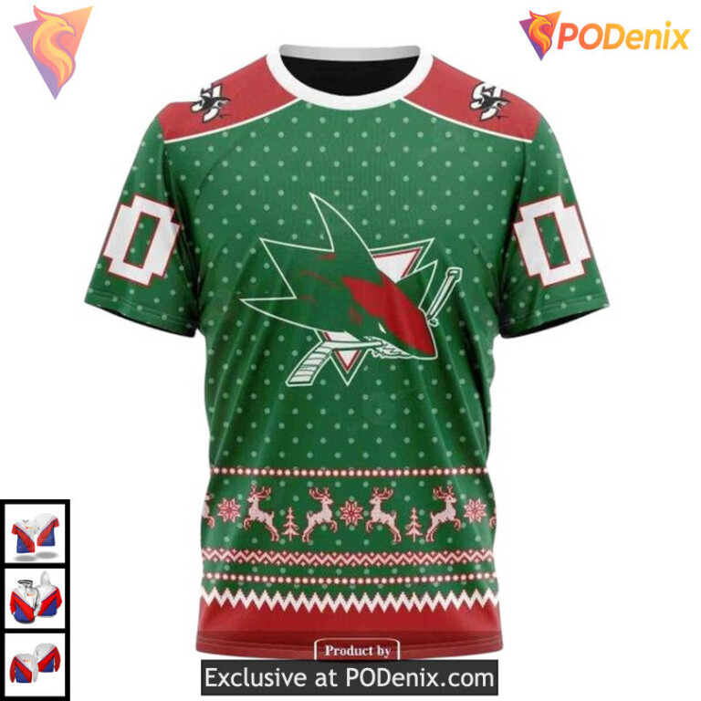 Holiday Cheer Apparel Custom San Jose Sharks All Over Print Hoodie 3D - 2