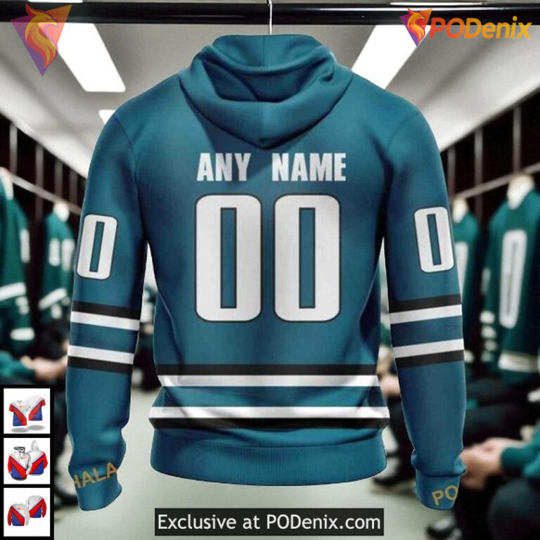 Home Kits 2025 Edition Custom NHL Custom Name San Jose Sharks Hoodie 3D - 1