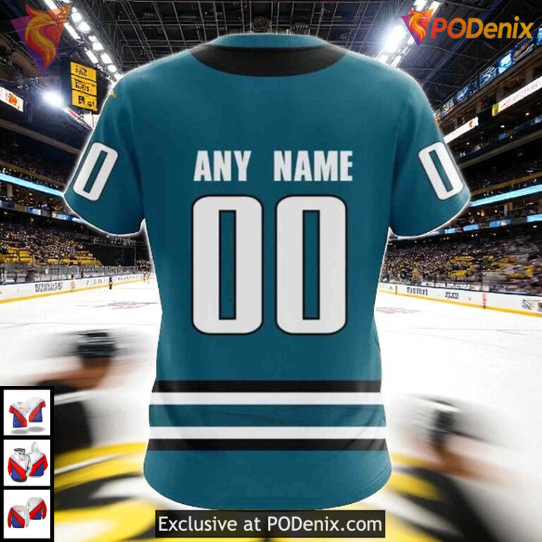 Home Kits 2025 Edition Custom NHL Custom Name San Jose Sharks Hoodie 3D - 3