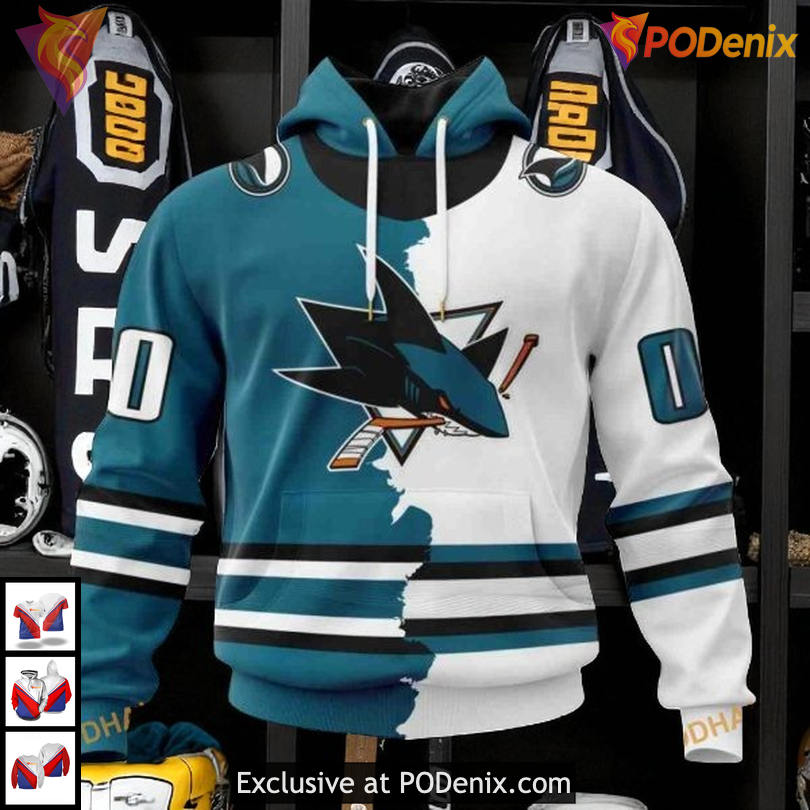 Home Mix Away 2025 Custom NHL Custom Number San Jose Sharks Hoodie 3D