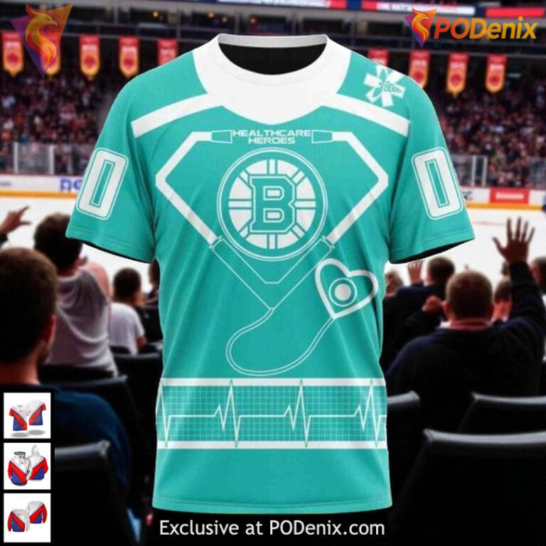 Honoring Healthcare Heroes NHL Boston Bruins Hoodie 3D Support Tribute - 2